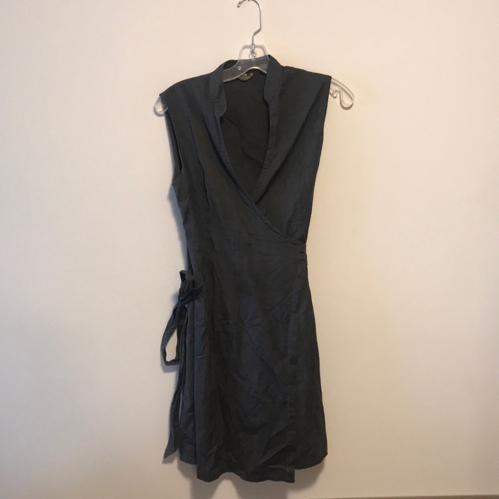 Portobello Grey Linen Wrap Dress